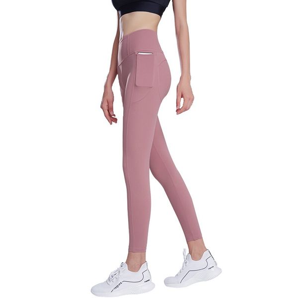 

women's hip-lifting high-waist yoga pants gym leggings side pockets quick-drying exercise running outside wear women's sports tigh, White;red
