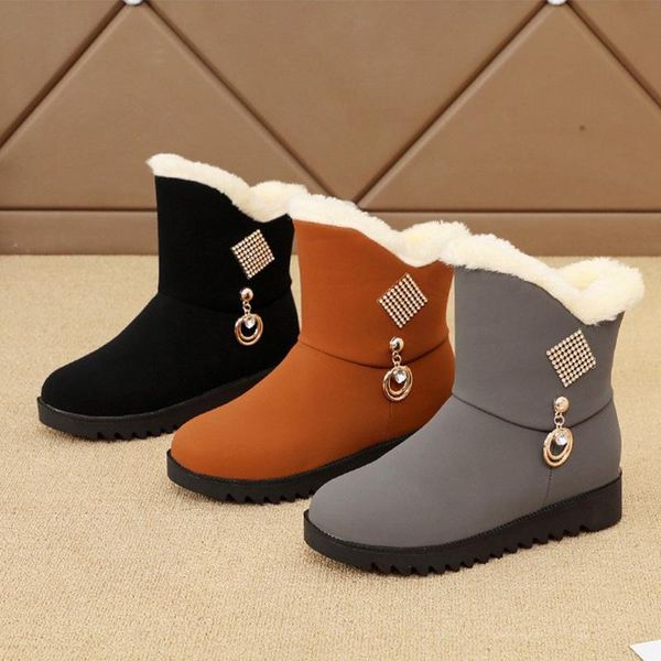 

women snow boots ladies shoes winter crystal casual female footwear soft comfort woman non slip boots ankle warm plush, Black