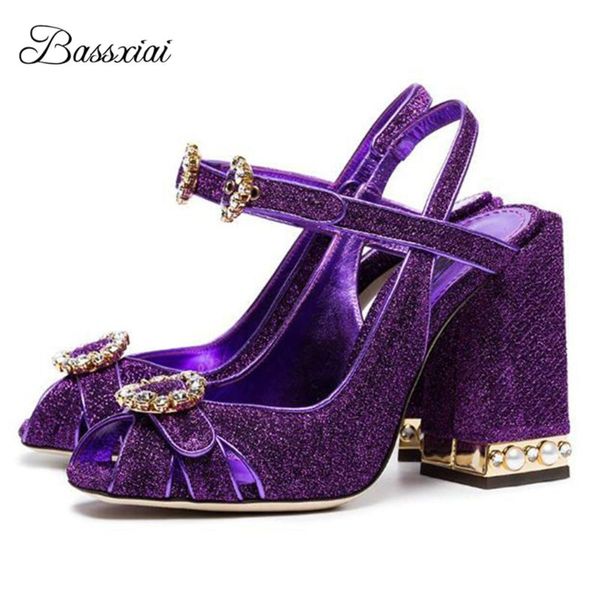 

sandals luxury velvet peep toe high heel women jeweled square heels ankle strappy rhinestone summer sandalias de mujer, Black