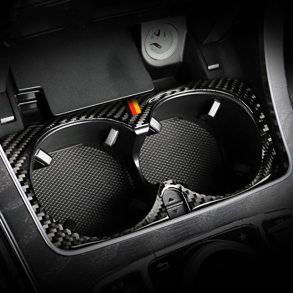 

car styling carbon fiber water cup holder frame trim sticker for mercedes benz c class w205 c180 c200 c300 glc accessories233l