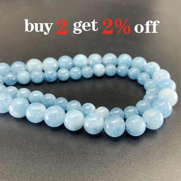 

1 strand lot 4 6 8 10 12mm natural aquamarin agat stone bead round loose spacer beads for jewelry making findings diy bracelet h wmtnga