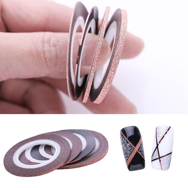 

matte glitter nail striping tape line 1mm 2mm m rainbow adhesive stickers decals nail art diy acc jllooz, Silver;gold