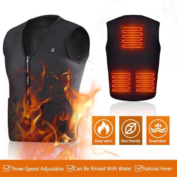

men and women outdoor usb heating vest jacket winter flexible electric thermal clothing waistcoat fishing hiking warm clothes1, Black;brown