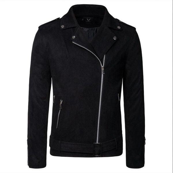 

missky men's jackets spring autumn diagonal zipper solid color lapel casual jacket man's coat male new, Black;brown