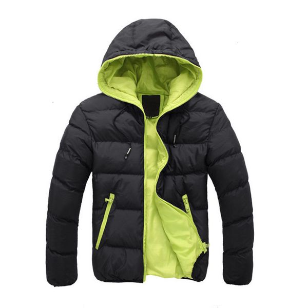 

warm mens parkas jackets men's coat zipper hooded collar jacket, Black