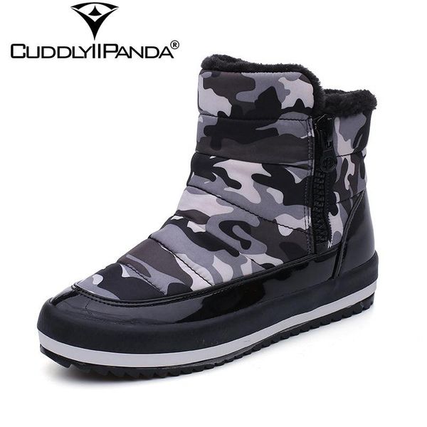 

cuddlyiipanda 2020 new side zipper women winter boots camouflage snow boots plus velvet warm ankle leisure botas mujer, Black