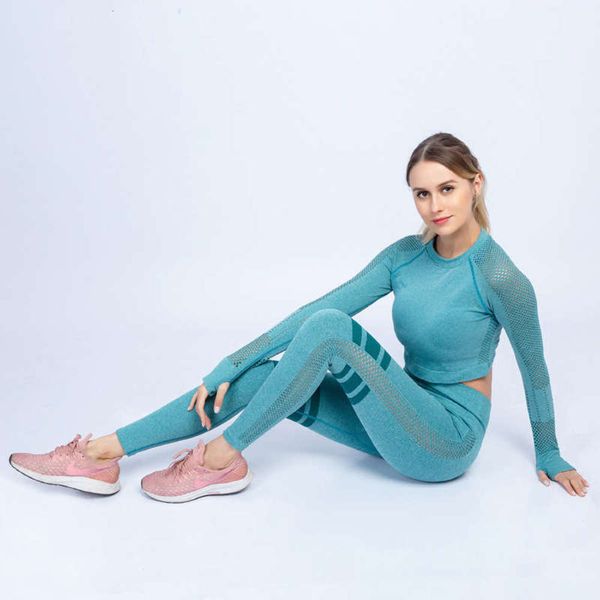 

exercise 2019 seamless yoga mesh stitching fitness suit for women, Gray