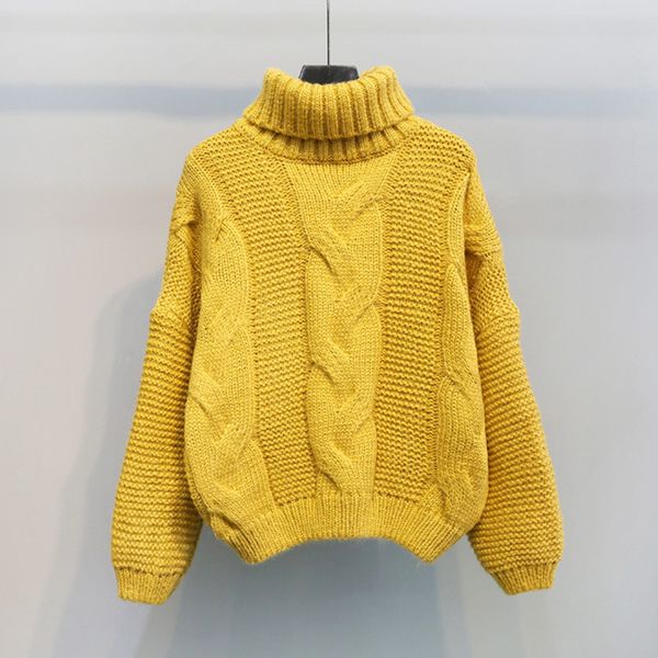 

high neck sweater knitted solid female pullover ginger warm jumper casual women outwear sweaters 2020 winter