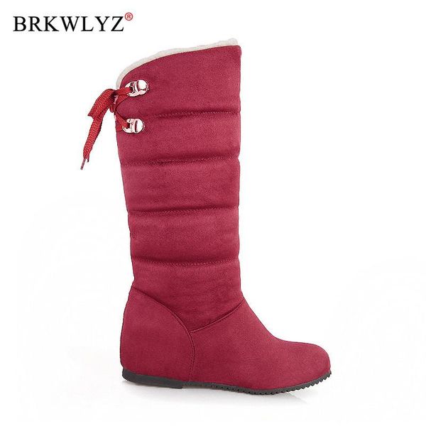 

boots 2021 big size 33-43 winter snow comfortable flat heel round toe ladies shoes solid keep warm mid calf, Black