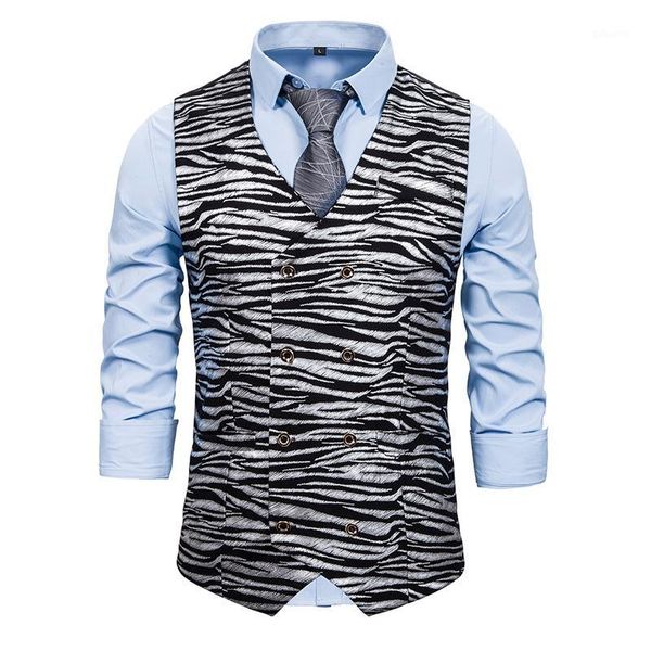 

vest men fashion bronzing printing slim casual vests male personality party dress spring new arrival 20201, Black;white
