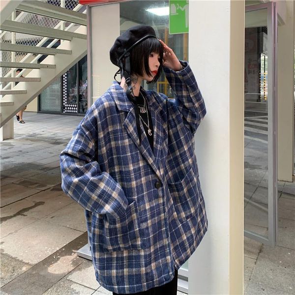 

2021 new single button tweed women korean business suit blazer winter casual streetwear female warm outerwear jacket m8n6, White;black