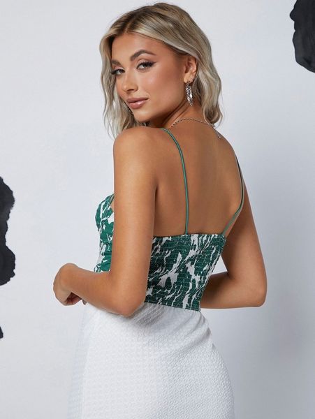 

x sadaf shirred back floral print cami s3vc#, White