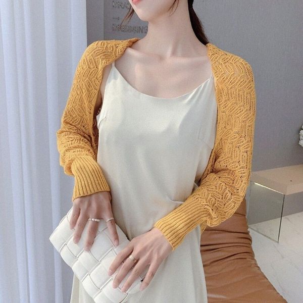 

women's shrug knitted pure color stylish elegant casual long sleeve sweater cardigans v neck spring summer blue white black u5nw#