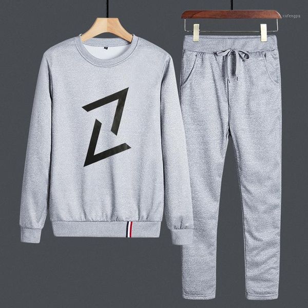 

brand clothing men's fashion tracksuit casual sportsuit men hoodies sweatshirts sportswear coat+pant men set1, Gray