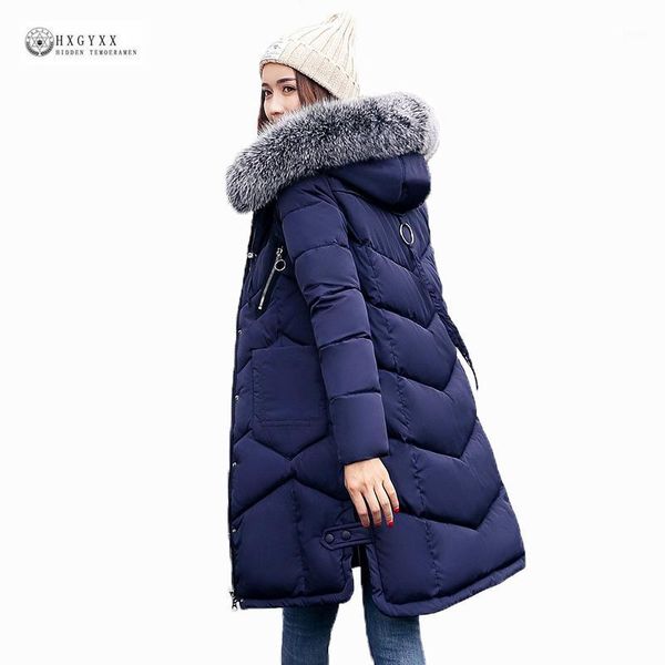 

new women long winter jacket plus size warm cotton coat pure color hooded fur collar female parkas wadded outerwear ok9751, Black