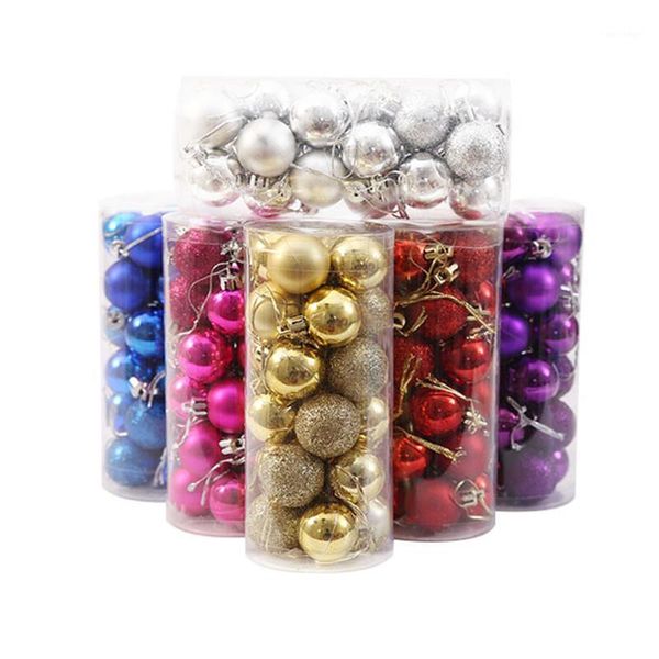 

party decoration 30mm 24 pcs/set glitter chic christmas tree ball baubles xmas hanging ornament year for home1
