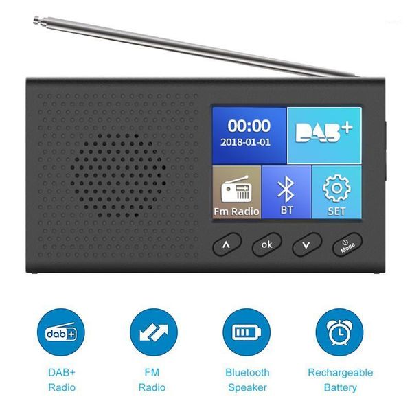 

multifunction dab+ fm digital bluetooth radio, 2.4-inch lcd display stereo speaker with 1200mah rechargeable battery portable1