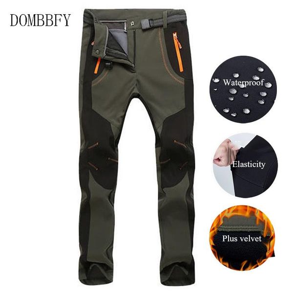 

hiking pants waterproof softshell winter men camping trekking thermal fleece warm ski trousers women polartec pants trousers 5xl, Black