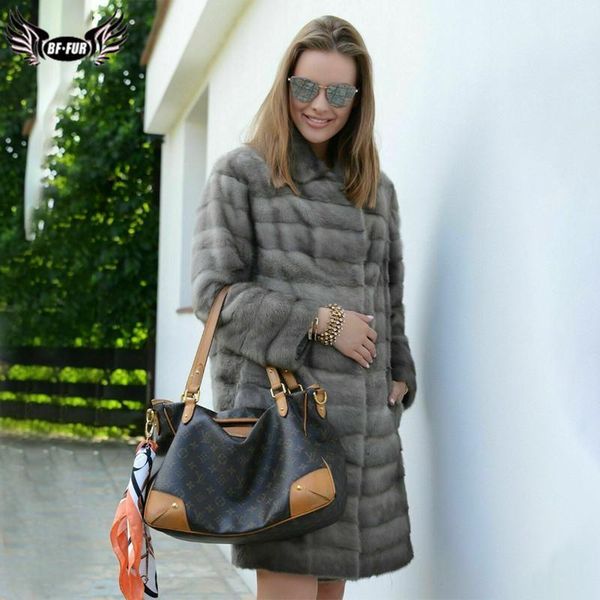 

women's fur & faux natural real coat for women 2021 winter warm pelt genuine jacket long fashion coats plus size1, Black