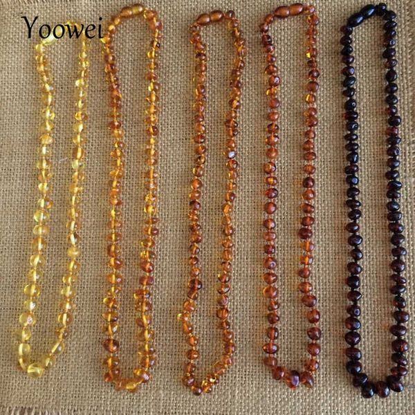 

yoowei wholesale natural baltic amber necklace for baby 100% real irregular baroque amber original amber baby chip jewelry, Silver