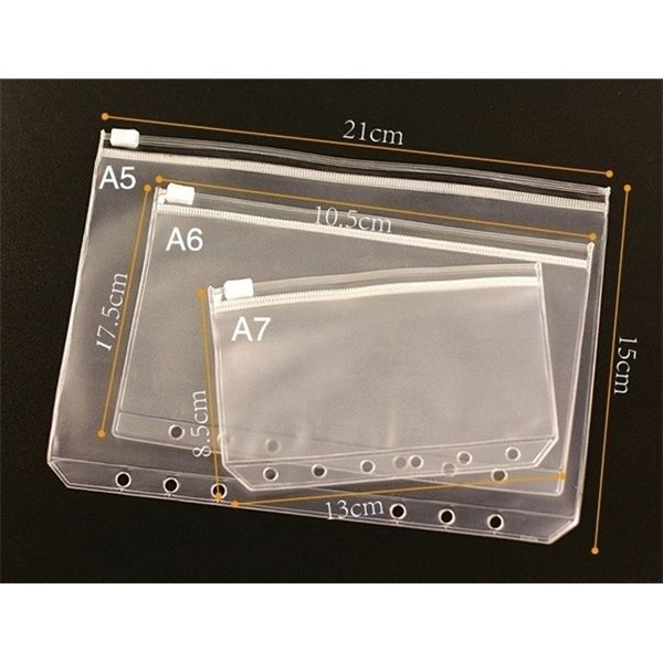 

a6 waterproof transparent document zipper pull side inside the notebook 6 hole loose-leaf receipt storage bag a10