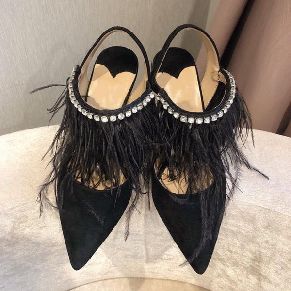 

plus size 34-41 women's shoes genuine leather women's shoes pointed toe shallow summer sandals fashion high heel sandals, Black