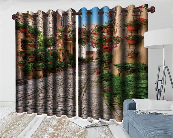 

3d curtain elegant bedroom 3d curtain european retro flower house romantic landscape modern decoration 3d blackout curtains