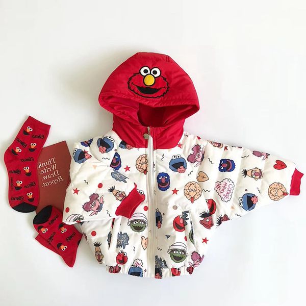 

8cotton children padded sesame street clothes cartoon boys and girls baby bread superman thickened imitation down jacket warm coat 9, Blue;gray