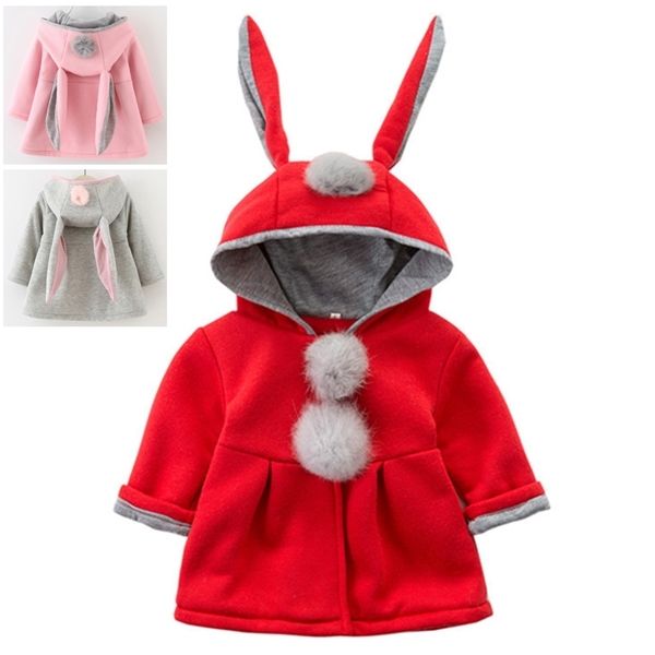 

long rabbit ears baby girl coat hoodie casual outerwear for girl infants clothing winter spring baby girls princess coat jacket 1029, Blue;gray