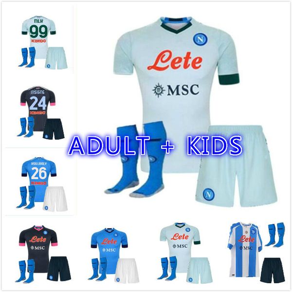 

kids kit napoli soccer jersey naples football shirt 2020 2021 koulibaly camiseta de fútbol insigne milik maillots h.lozano mertens, Black;yellow