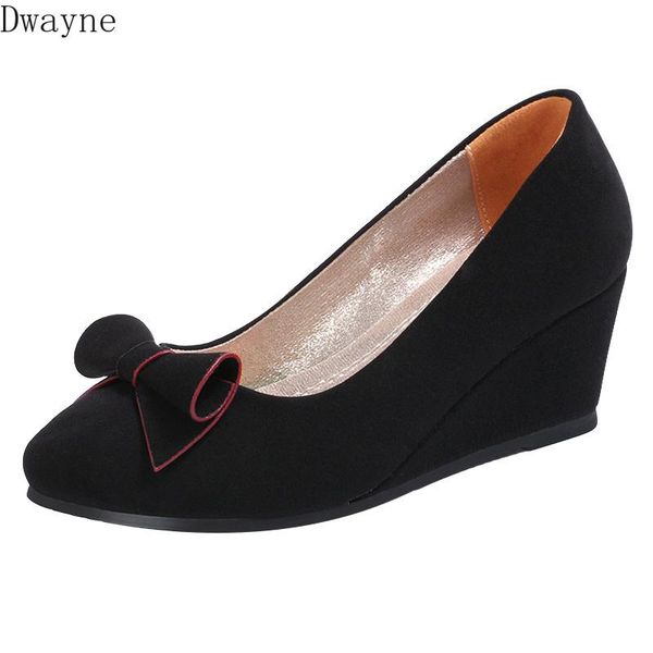 

2020 new breathable wedge with non-slip shoes, bow, shallow mouth, comfortable mother shoes, Black