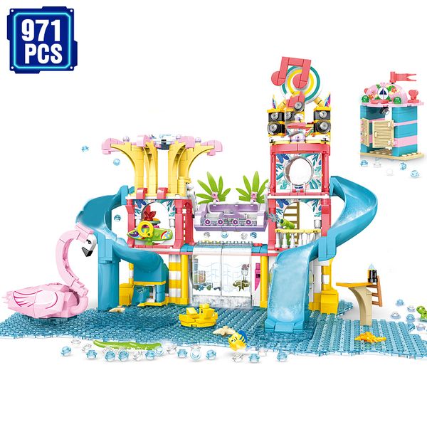 

друзья андреа pool party bus дружбы summer fun water park building block елочный кирпич игрушка для девочек детей
