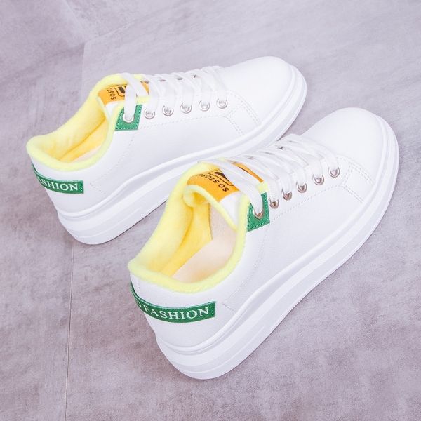 

autumn winter white shoes woman casual loafers fashion sneakers women warm low-cut shoes ladies new cotton shoes y200424, Black