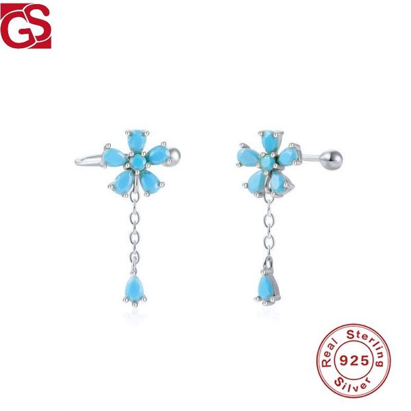 

stud gs 925 sterling silver earring for women boucle oreille femme creativity petal tassel pendientes fine jewelry dating, Golden;silver
