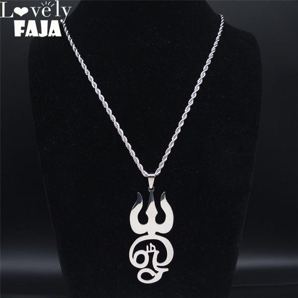 

lovely faja tamil om sign statement necklace men silver color stainless steel tamil om symbol necklace jewelry n1049s03