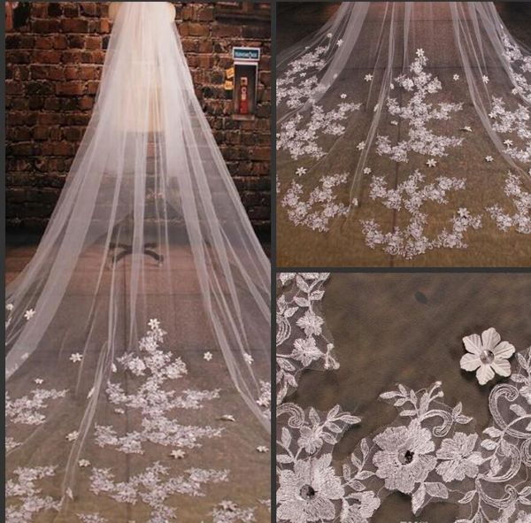 

2021 real p white bridal veils styles tulle wedding veils lace beaded long accessories 3m wedding veil, Black