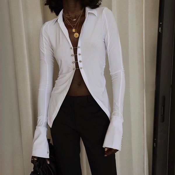 

fashion new women's cardigan t-shirt pure colour v neck long sleeve lady and girl's casual & tees, White