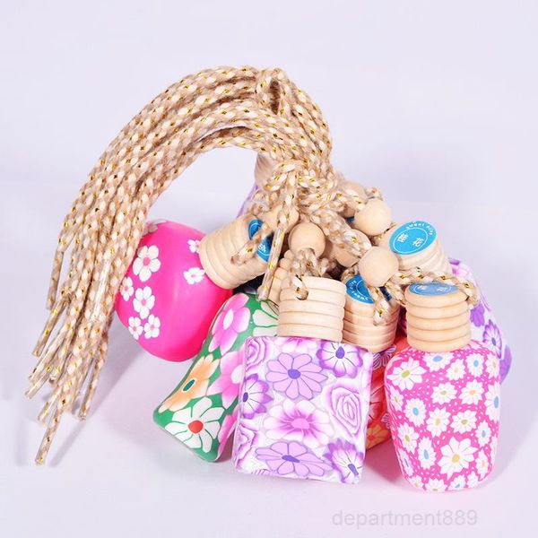 

car ceramic essential oils flower printed hanging perfume empty bottle decor dhc405