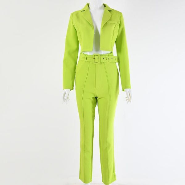 

women 2021 spring green autumn fashion loose suit blazers + pants coat vintage long sleeve pockets female outerwear1, White