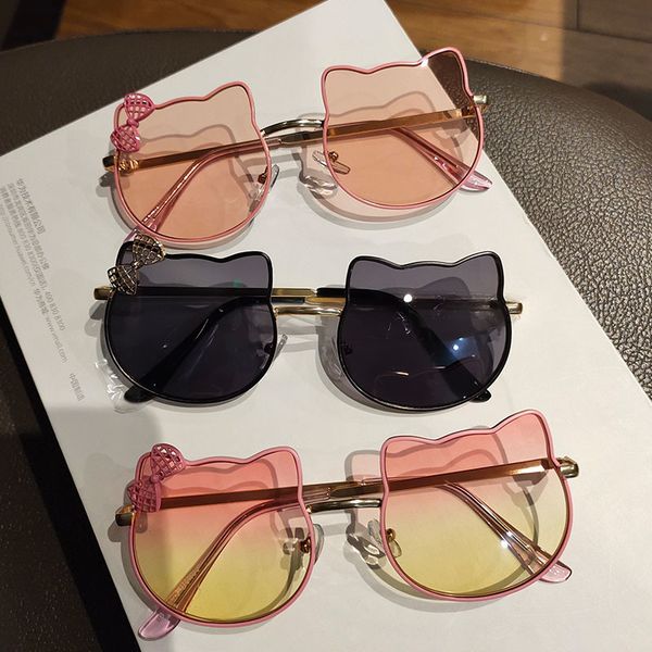 

girl cute cat sunglasses 4-12 years old children's fashion personality show glasses man, White;black