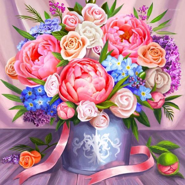 

paintings evershine 5d diy diamond painting peony craft kit full square embroidery rose flower wall decoration1