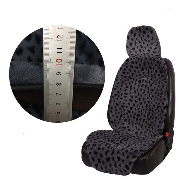 

universal plush car seat cover leopard warm faux auto front car interior protector in winter1