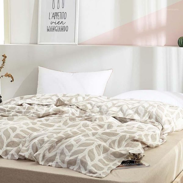 

leaf pattern throw blanket cotton thread blanket bathroom towel coverlet summer air-conditioned room office car nap quilt1