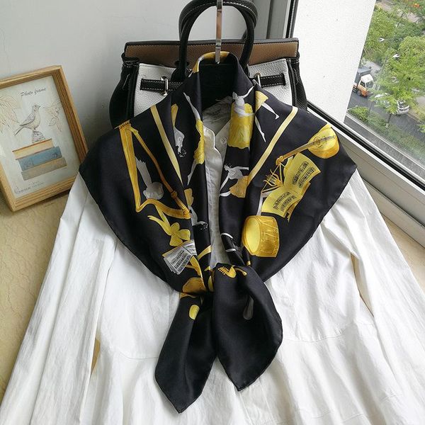 

scarves kms pure silk crepe satin scarf ladies 90*90cm/50g, Blue;gray