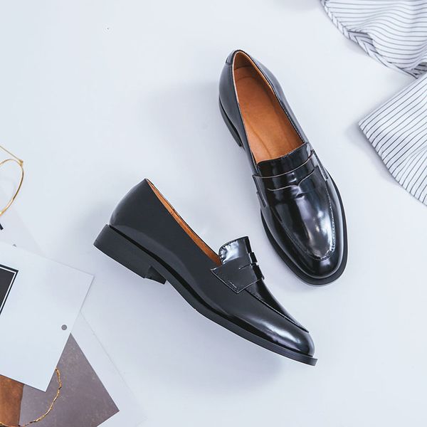 

female 2021 22-25cm long british brock small shoes, moccasins, lazy business shoes ulqh, Black