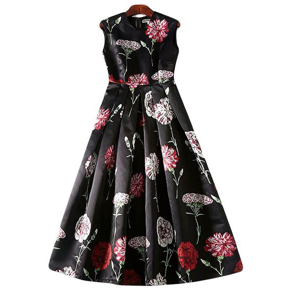 

5xl boho spring and autumn 2021 pink flower plissada midi feast at night in europe america from vintage of high yfnz, Black;gray