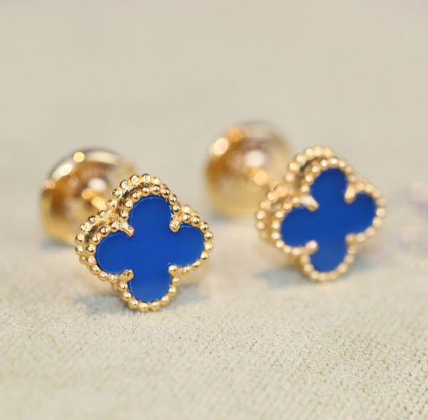 

2020 mini flower stud earring with blue nature stone women charm stamp luxurious quality ps8646, Golden