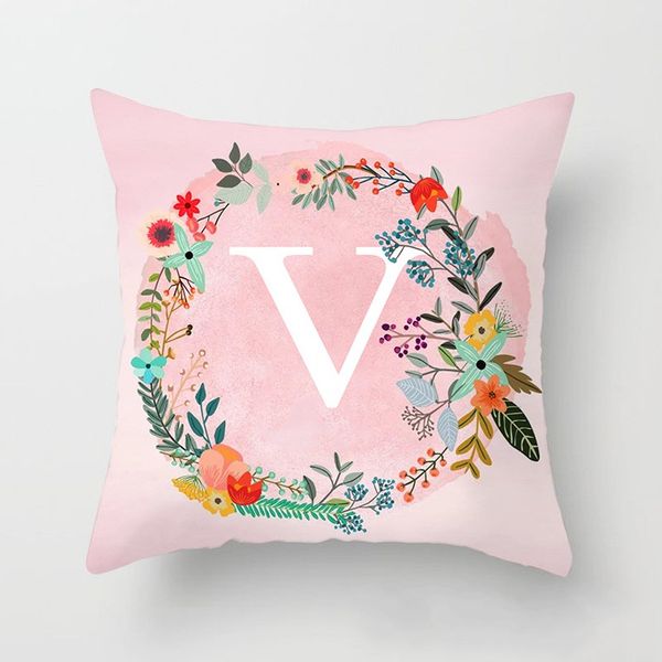 

26 english letters pattern throw pillow case peach skin garland digital printing sofa cushion cover square pillowcase fit home decorations 4