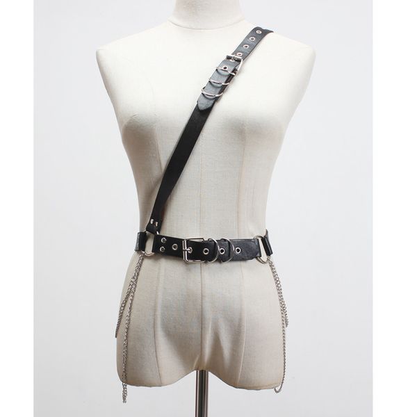 

ewq] 2020 spring summer new arrivals women fashion trend casual tenperament metal belt with wild shoulder strap belt aw78601 t200427, Black;brown