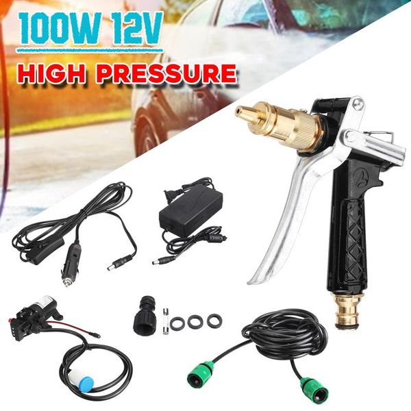 

12v 100w high pressure car electric washer squirt sprayer self-priming pump clean kit+home use power adapter
